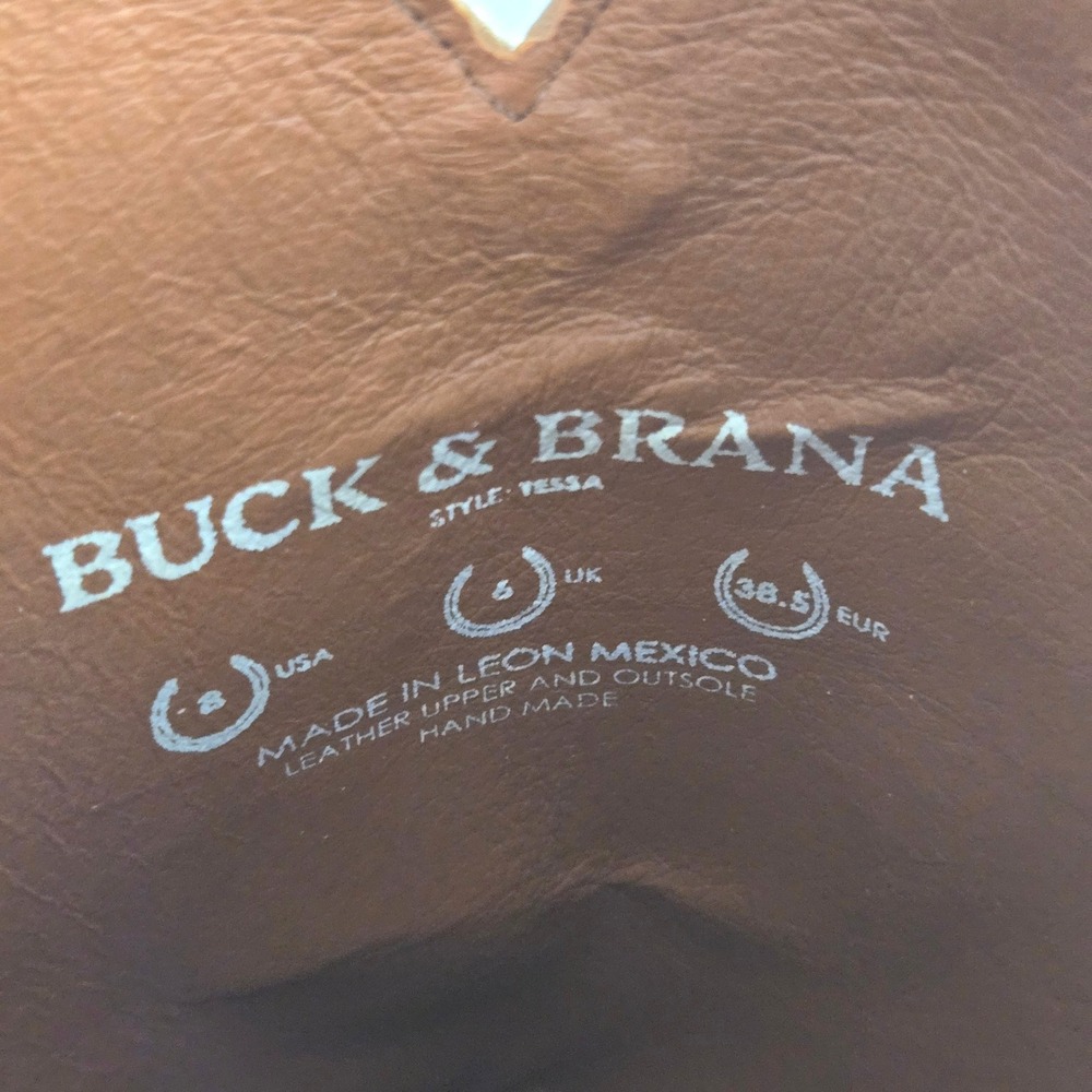 Buck & Brana Tessa Camel Suede Western Cowboy Boots Women 8 Handmade Mexico NWT - Picture 8 of 9